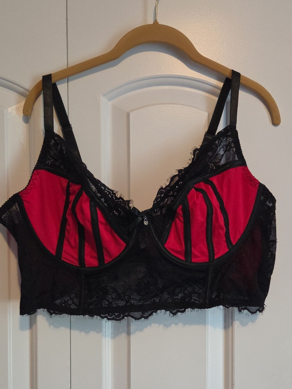 Unbranded Red and Black Lace Balconette Bra And Panty